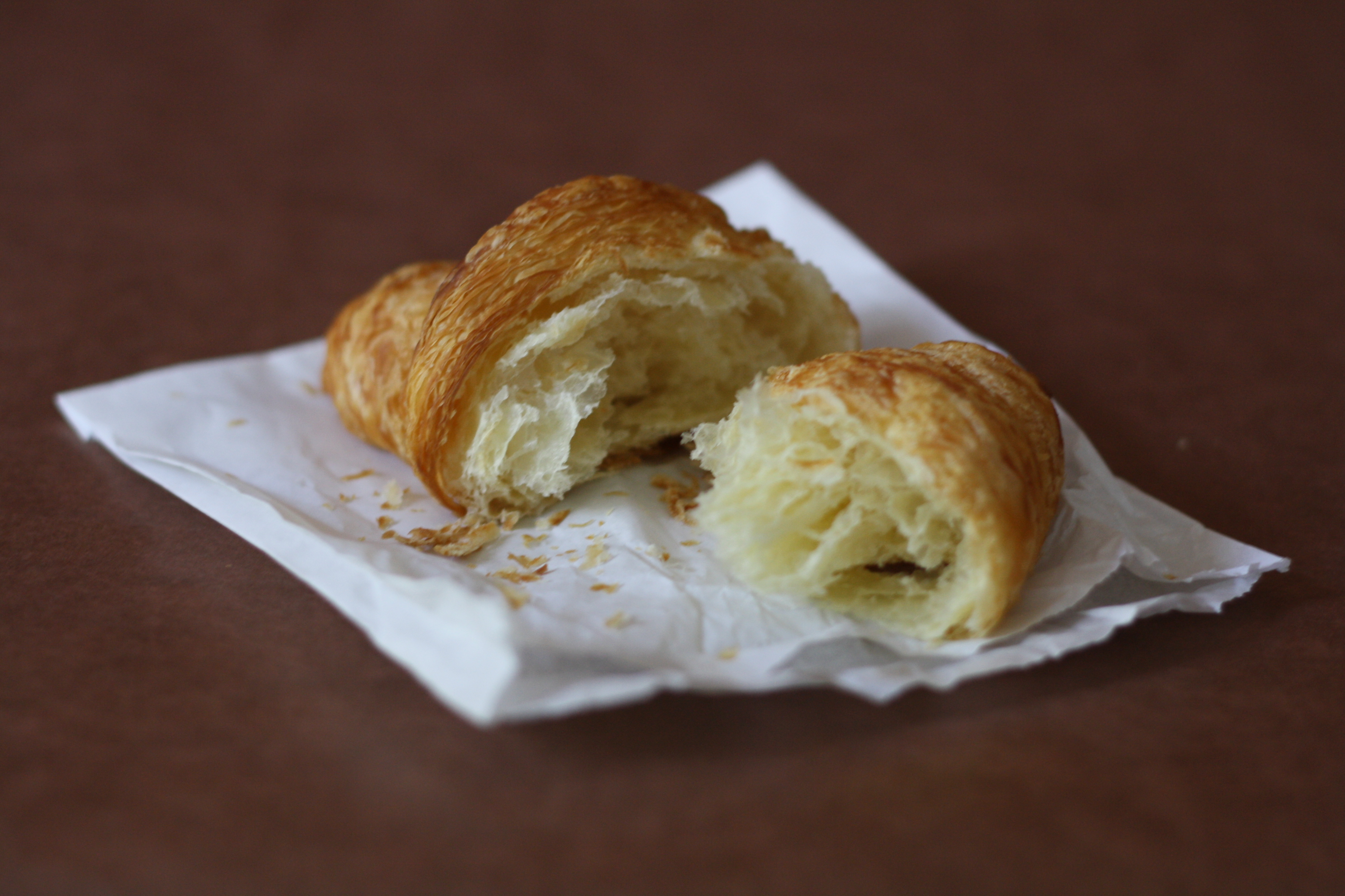 croissant, in half